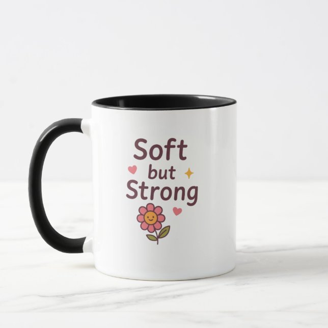 Soft but Strong – Cute Pastel Flower Mug Mugg (Vänster)
