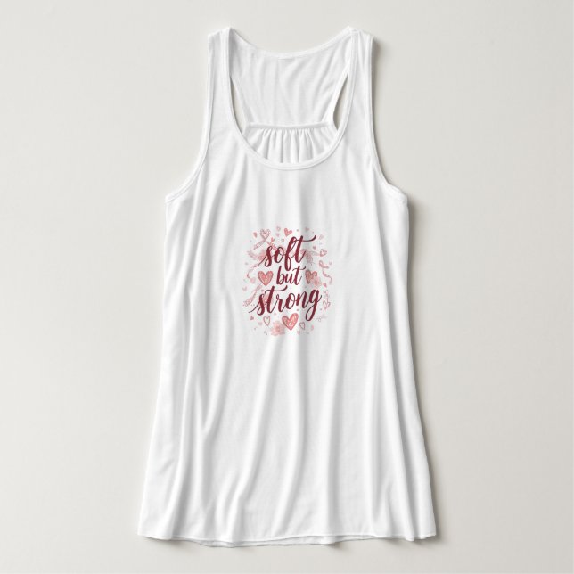 "Soft But Strong" Feminine Inspirational Quote Linne Med Racerback (Design framsida)