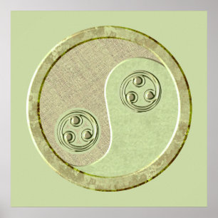 Soft Celadon Grönt Yin Yang Poster
