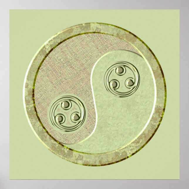Soft Celadon Grönt Yin Yang Poster (Framsidan)