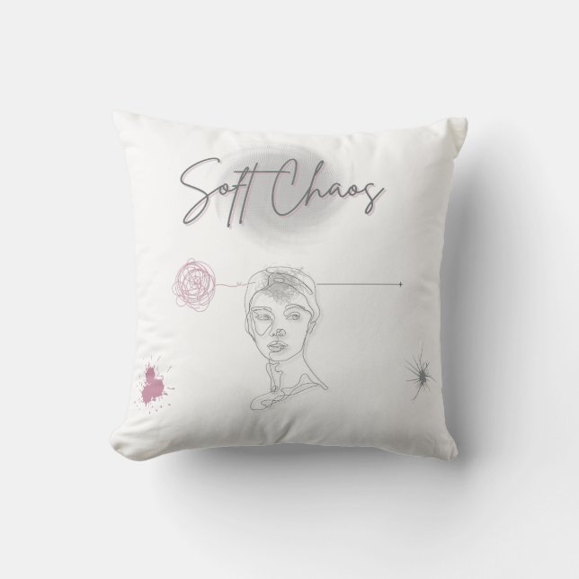 Soft Chaos - Artistic Line Face Pillow  Kudde (Framsida)