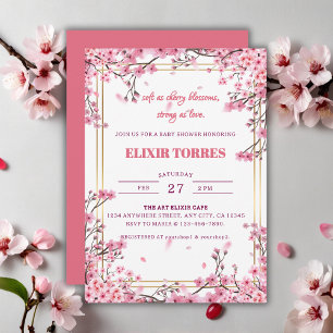 Soft Cherry Blommar Sakura Baby Shower Inbjudningar
