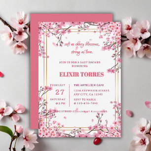 Soft Cherry Blommar Sakura Baby Shower Inbjudningar