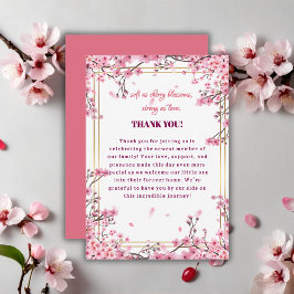 Soft Cherry Blommar Sakura Baby Shower Tack Kort