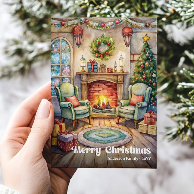 Soft Christmas interior card classic red green art Julkort (Soft Christmas interior card classic red green art

)