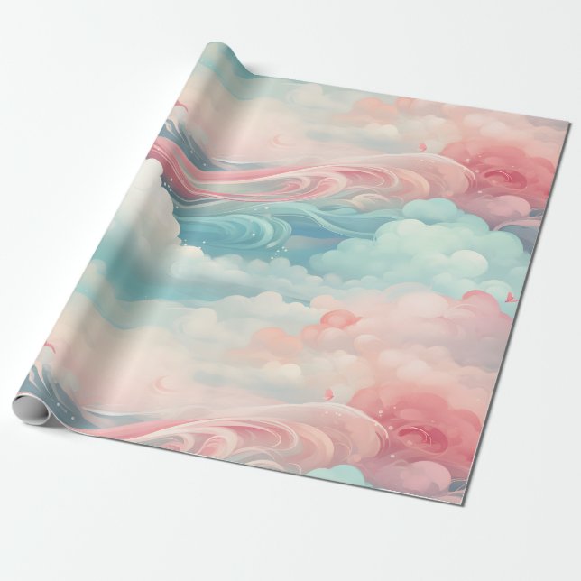 Soft Cloud Vågar Wrapping Papper Presentpapper (Utrullad)