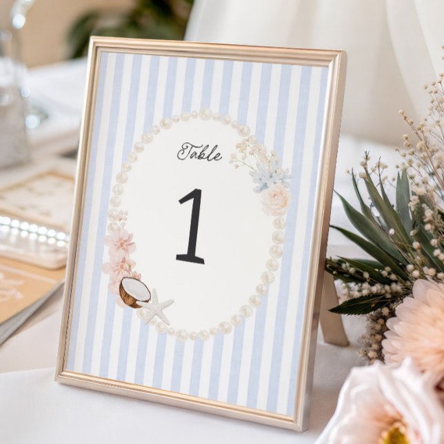 Soft Coastal Bridal Shower Table Number (Skapare uppladdad)