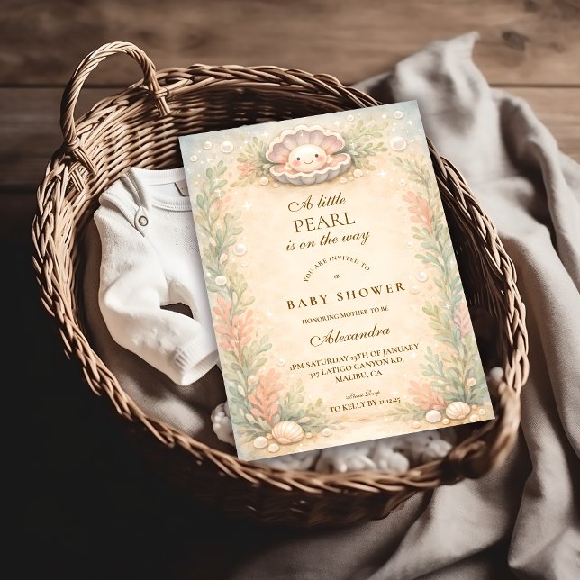 Soft Coastal Pearl Storybook Baby Shower Inbjudningar (Skapare uppladdad)