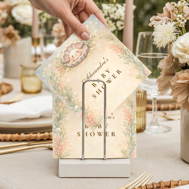 Soft Coastal Pearl Storybook Baby Shower Pappersservett (Skapare uppladdad)