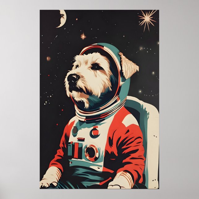 Soft Coated Wheaten Terrier Astronaut Poster (Framsidan)