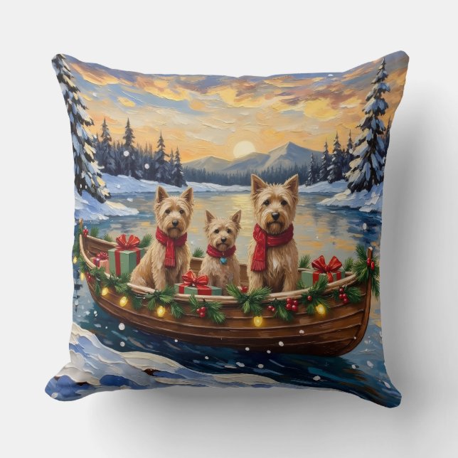 Soft Coated Wheaten Terrier Christmas Boat Holiday Kudde (Framsida)