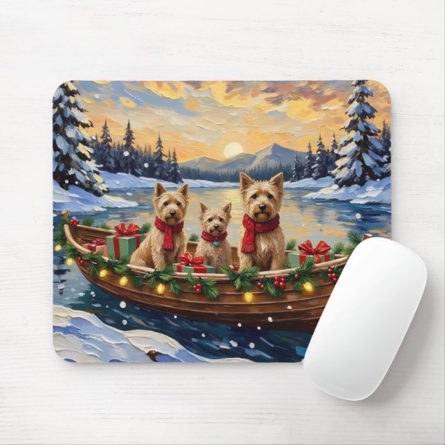 Soft Coated Wheaten Terrier Christmas Boat Holiday Musmatta (Med mus)