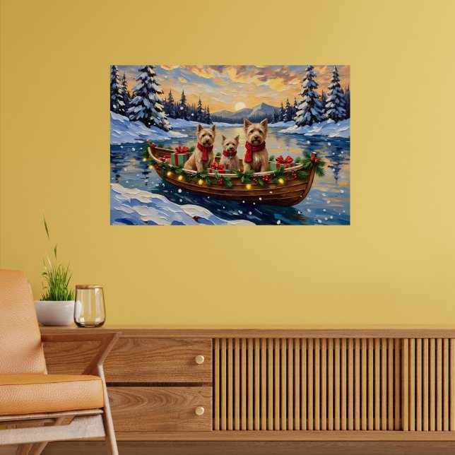 Soft Coated Wheaten Terrier Christmas Boat Holiday Poster (Vardagsrum 2)