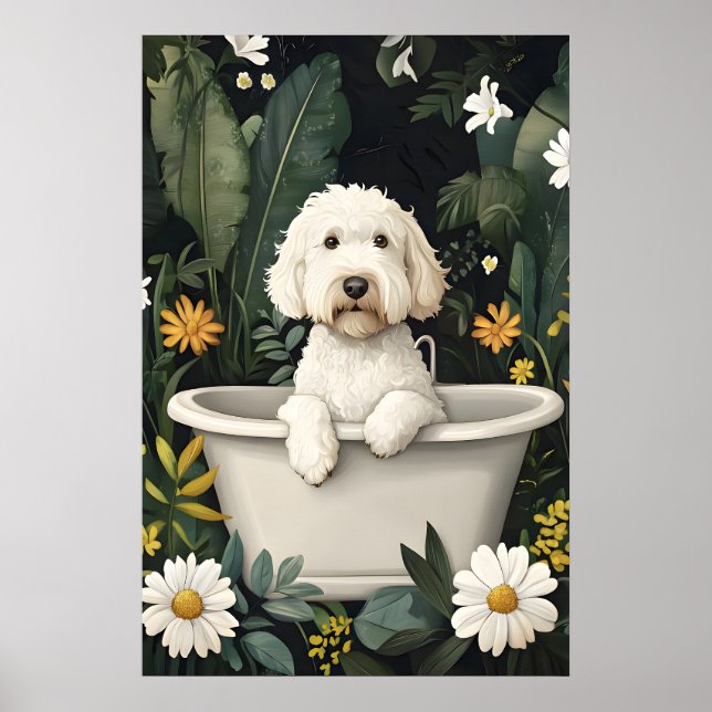 Soft Coated Wheaten Terrier In Bathtub Poster (Framsidan)