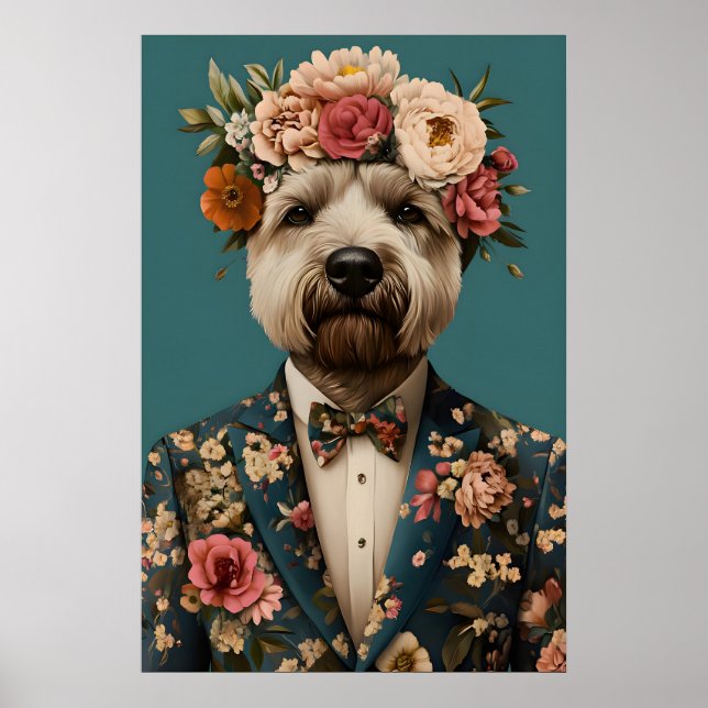 Soft Coated Wheaten Terrier In Suit Poster (Framsidan)