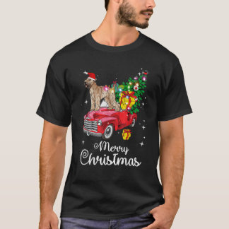 Soft Coated Wheaten Terrier Ride Red Truck Christm T Shirt