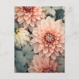 soft colored dahlia flower head vykort