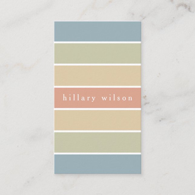 Soft colours palette stripes geometric retro visitkort (Framsida)