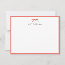 Soft Coral Bow Nursery Note Card – Personalized Anteckningskort