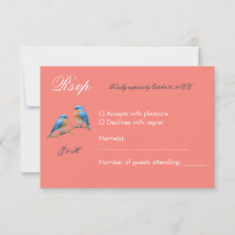 Soft Coral Lovebird Romantic Bluebirdsen Bröllop OSA Kort