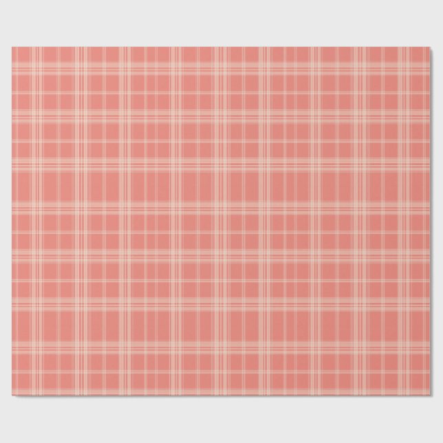 Soft Coral Plaid Presentpapper (Platt)