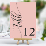 Soft Coral Rosa Modern Calligraphy Bröllop Bordsnummer<br><div class="desc">Följ gästerna till deras platser med de här chic elegant-bordsnumren i bröllop med mjuk korall. De här bordsnumren har en minimalistisk design med modern kalligrafi och ger dig en smula sofistikering till din bröllopsmottagning. Den mjuka bakgrunden och den rena typografin i eleganten säkerställer att den är enkel att läsa samtidigt...</div>