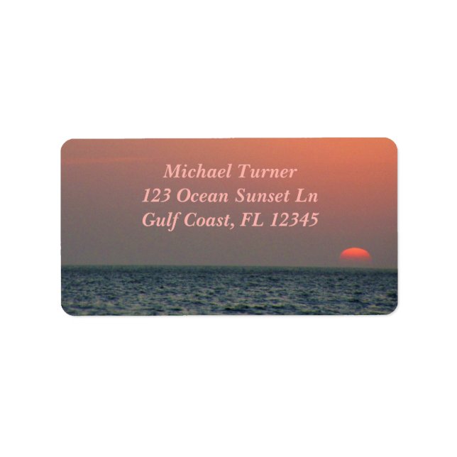 Soft Coral Sunset Peaceco Ocean Florida Bukt Adressetikett (Framsidan)