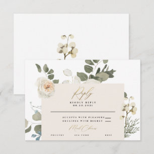 Soft Coral White Blommigt Botanical Greenery OSA Kort