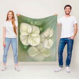 Soft Cream White Pastel Hydrangea Blommigt Fleecefilt