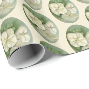 Soft Cream White Pastel Hydrangea Blommigt Presentpapper