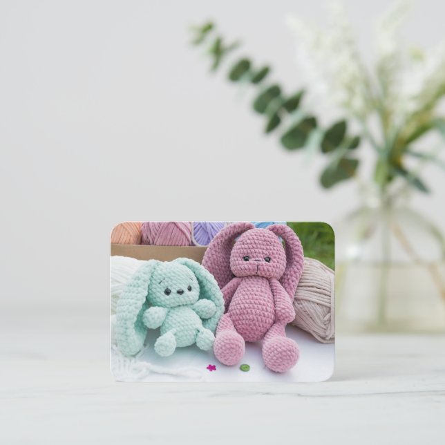 Soft Crochet Bunny Friends – Pastel Yarn Mood Anteckningskort (Stående Fram)