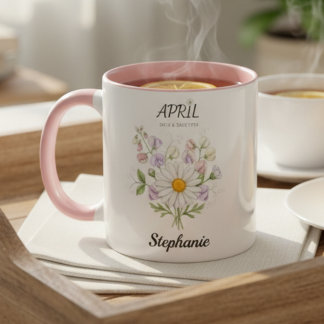 Soft Daisy Birth Flower – Personalized April Gift Mugg