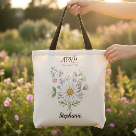 Soft Daisy Birth Flower – Personalized April Gift Tygkasse