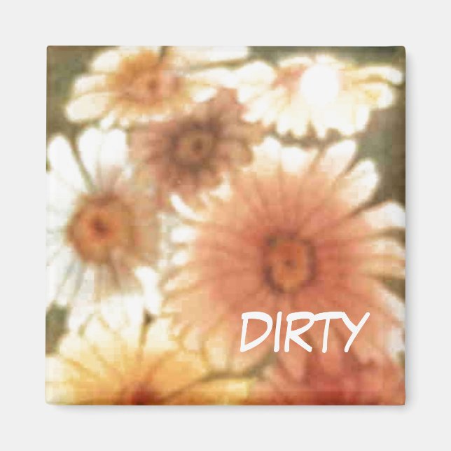 "Soft Daisy" Dirty Dishwasher Status Blommigt Magn Magnet (Framsidan)