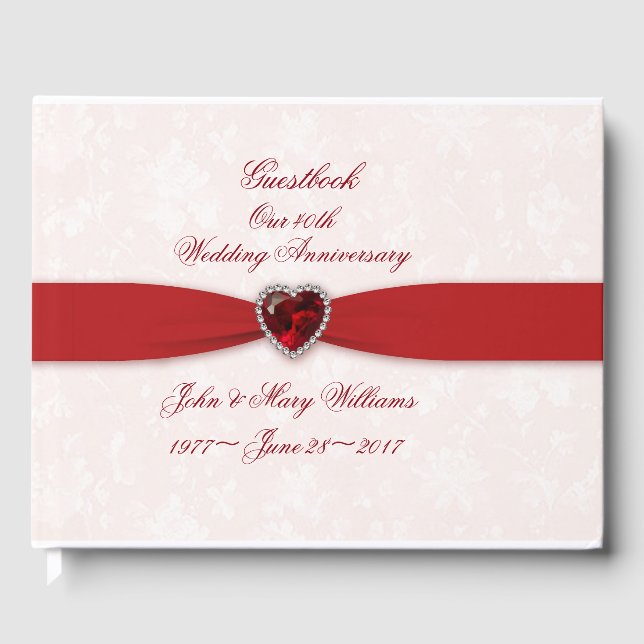 Soft Damask 40:e Bröllop-årsdag, gästbok (Framsida)
