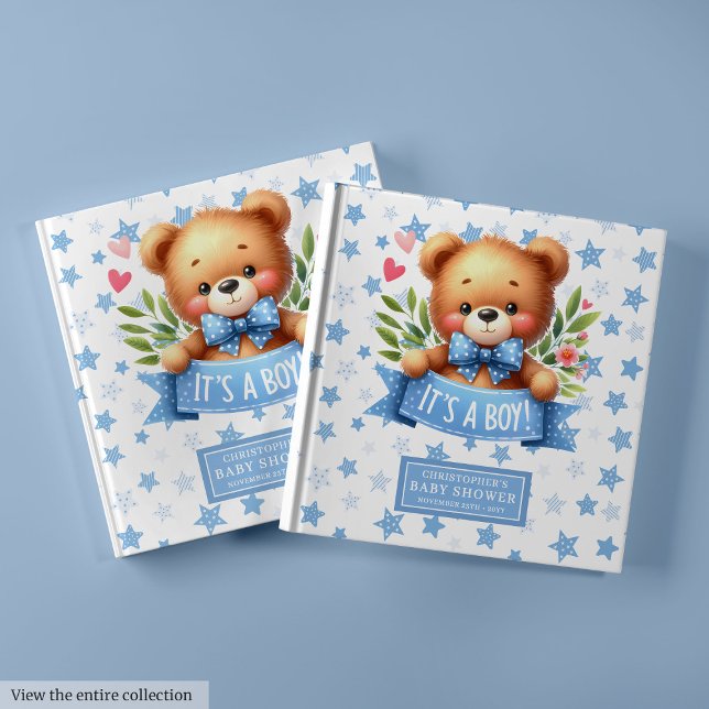 Soft Det är en Boy Nalle Guest Bok för Boys (Soft It’s a Boy Teddy Bear Guest Book for Boys)