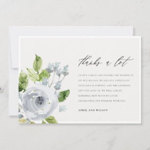Soft Dusky Blue Watercolor Blommigt Tack Kort