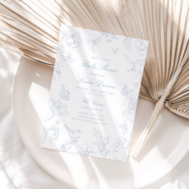 Soft Dusty Blue Chinoiserie Baby Shower Inbjudningar