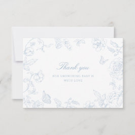 Soft Dusty Blue Chinoiserie Baby Shower Tack Kort