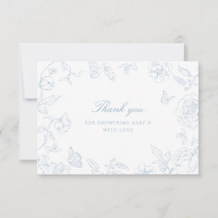 Soft Dusty Blue Chinoiserie Baby Shower Tack Kort