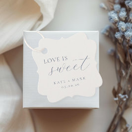 Soft Dusty Blue Love Is Sweet Wedding Gåvor Etiketter