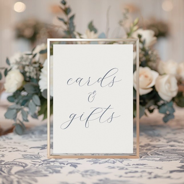 Soft Dusty Blue Wedding Cards and Gifts Sign Poster (Skapare uppladdad)