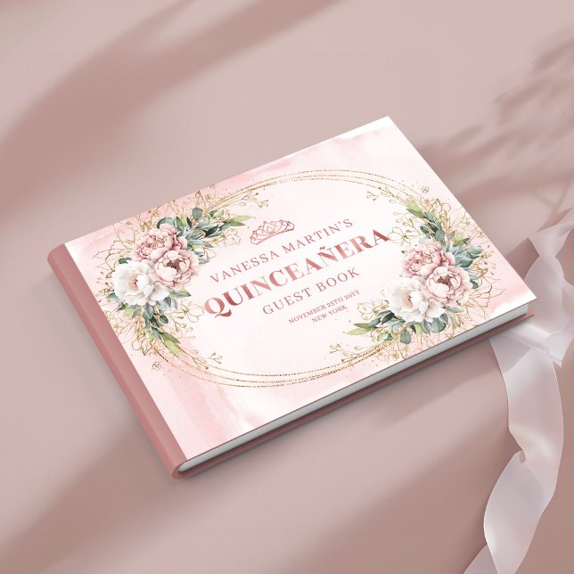 Soft Dusty Pink Flowers Eucalyptus 15th Guest Book Gästböcker (Soft Dusty Pink Flowers Eucalyptus 15th Guest Book)