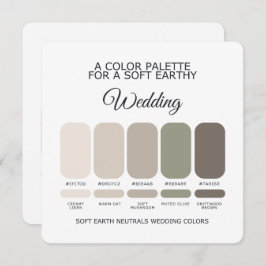 Soft Earth Wedding Color Palette Card Inbjudningar