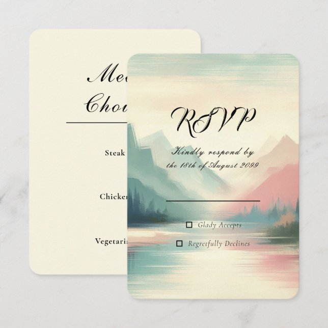 Soft Echoes of the Mountains Wedding OSA Kort (Fram/baksida)