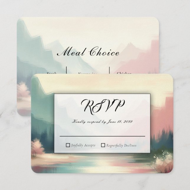 Soft Echoes of the Mountains Wedding OSA Kort (Fram/baksida)