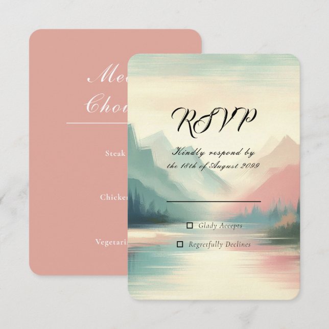 Soft Echoes of the Mountains Wedding OSA Kort (Fram/baksida)