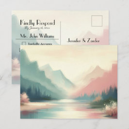 Soft Echoes of the Mountains Wedding RSVP Postcard Inbjudan Vykort