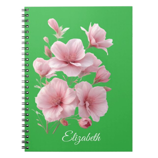 Soft Elegant Pink Floral Personalized Anteckningsbok (Framsidan)