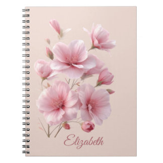 Soft Elegant Pink Floral Personalized Anteckningsbok